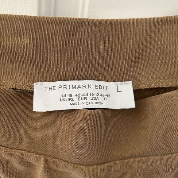 Primark Edit Midi Skirt in Moss Green Stretch Hi Lo Asymmetrical - Size L - Picture 2 of 5